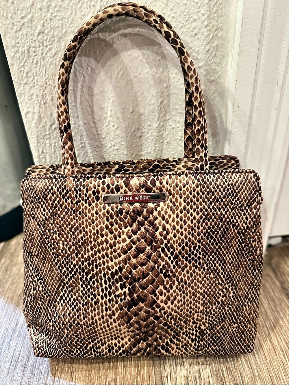 Nine West Snake Print Tote in Brown Like New